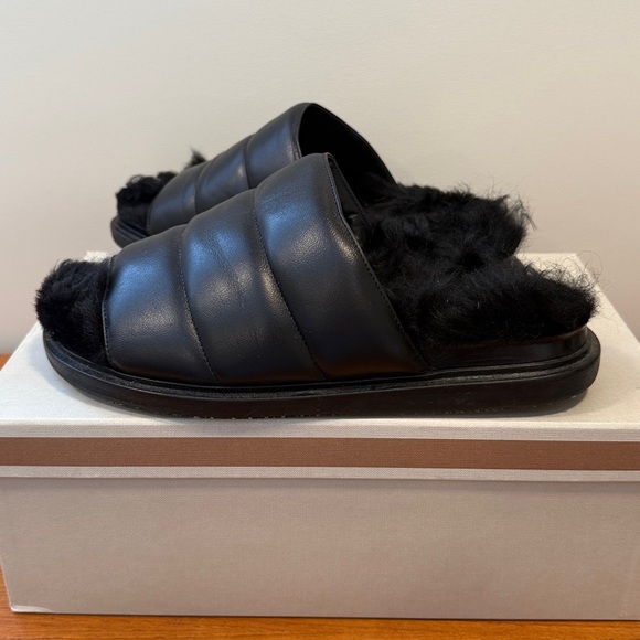 Marni Fusbett Leather Sheepskin Slides - Picture 2 of 5